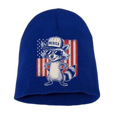 Redneck Raccoon Patriotic White Trash Party Attire Hillbilly Gift Short Acrylic Beanie