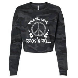 Rock'n Roll Peace Love Rock and Roll Tee Cropped Pullover Crew