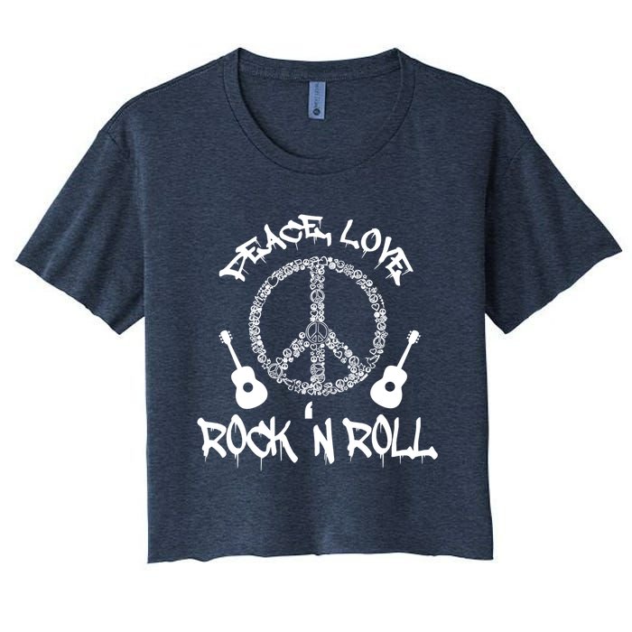 Rock'n Roll Peace Love Rock and Roll Tee Women's Crop Top Tee