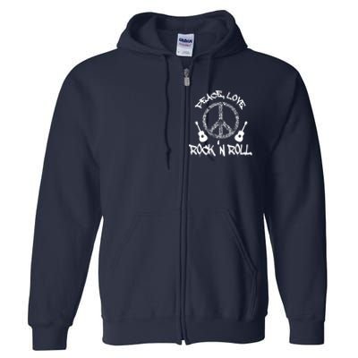 Rock'n Roll Peace Love Rock and Roll Tee Full Zip Hoodie