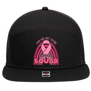 Rainbow Ribbon Pink Support Squad Breast Cancer Awareness Gift 7 Panel Mesh Trucker Snapback Hat