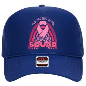 Rainbow Ribbon Pink Support Squad Breast Cancer Awareness Gift High Crown Mesh Back Trucker Hat