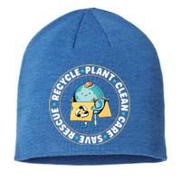 Rescue Recycle Plant Clean Care Save The Planet Cool Gift Sustainable Beanie