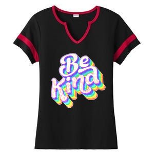 Retro Rainbow Prism Be Kind Ladies Halftime Notch Neck Tee