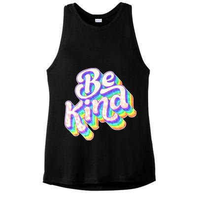 Retro Rainbow Prism Be Kind Ladies PosiCharge Tri-Blend Wicking Tank