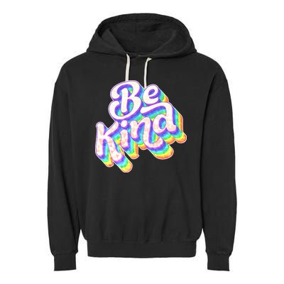 Retro Rainbow Prism Be Kind Garment-Dyed Fleece Hoodie