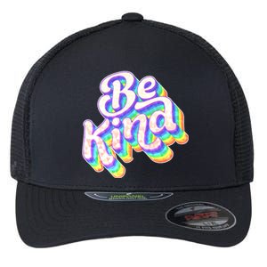 Retro Rainbow Prism Be Kind Flexfit Unipanel Trucker Cap