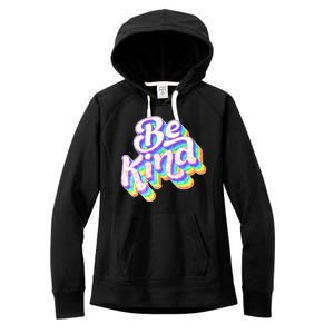 Retro Rainbow Prism Be Kind Women's Fleece Hoodie