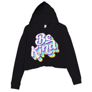 Retro Rainbow Prism Be Kind Crop Fleece Hoodie