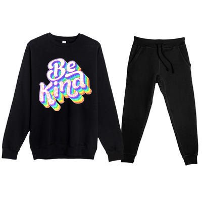 Retro Rainbow Prism Be Kind Premium Crewneck Sweatsuit Set