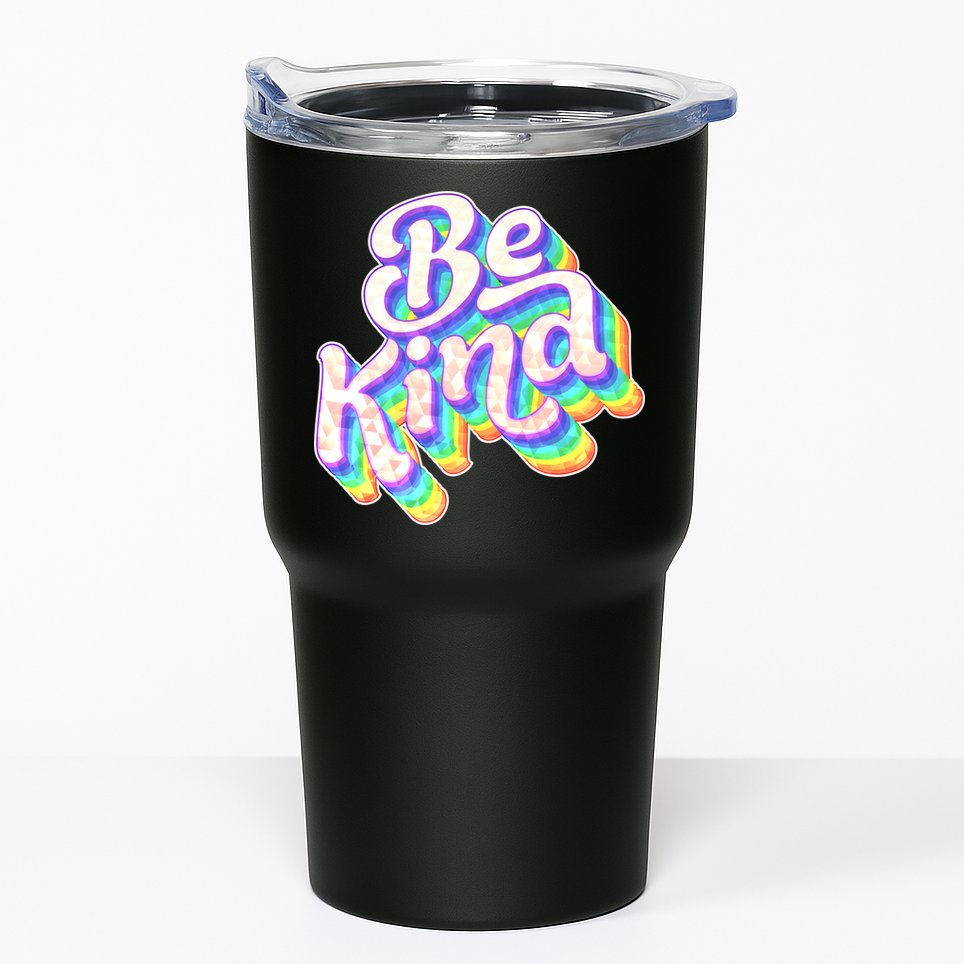 Retro Rainbow Prism Be Kind Tumbler