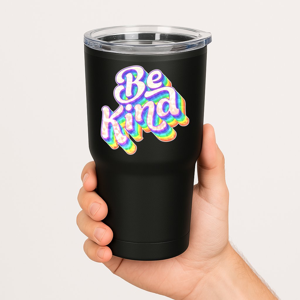Retro Rainbow Prism Be Kind Tumbler