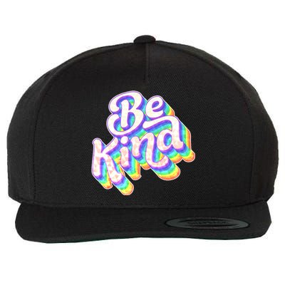 Retro Rainbow Prism Be Kind Wool Snapback Cap