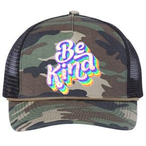 Retro Rainbow Prism Be Kind Retro Rope Trucker Hat Cap