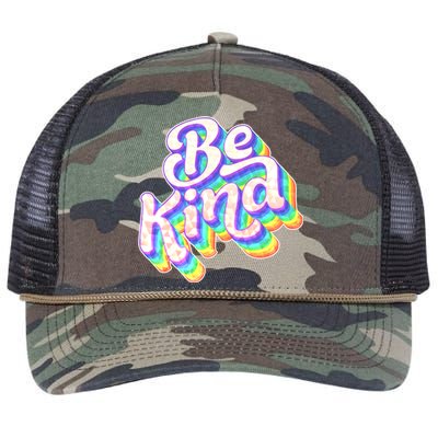 Retro Rainbow Prism Be Kind Retro Rope Trucker Hat Cap