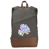 Retro Rainbow Prism Be Kind Cotton Canvas Backpack