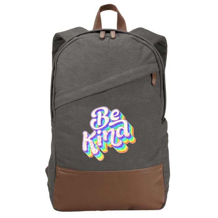 Retro Rainbow Prism Be Kind Cotton Canvas Backpack