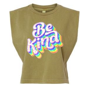 Retro Rainbow Prism Be Kind Garment-Dyed Women's Muscle Tee