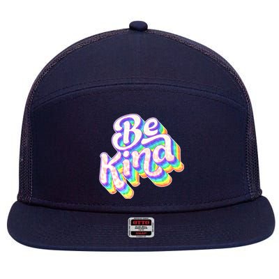 Retro Rainbow Prism Be Kind 7 Panel Mesh Trucker Snapback Hat