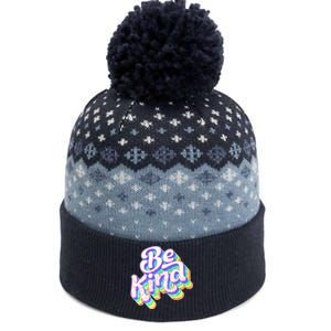 Retro Rainbow Prism Be Kind The Baniff Cuffed Pom Beanie