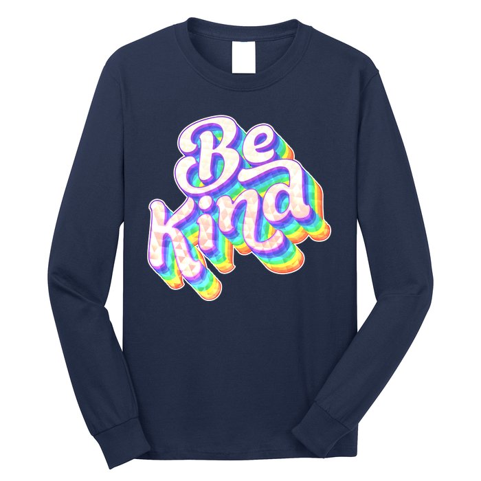 Retro Rainbow Prism Be Kind Long Sleeve Shirt