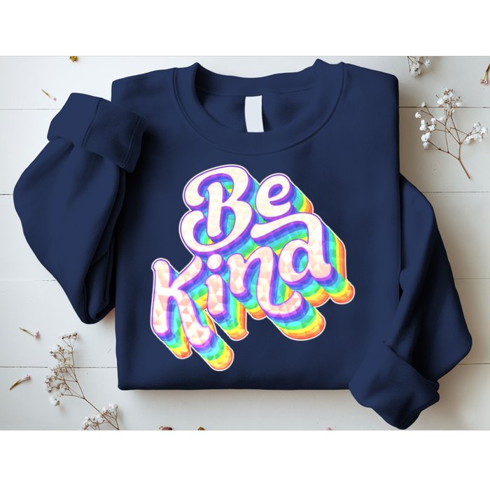 Retro Rainbow Prism Be Kind Sweatshirt