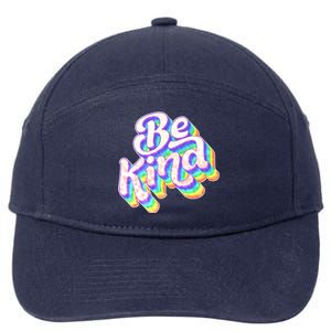 Retro Rainbow Prism Be Kind 7-Panel Snapback Hat