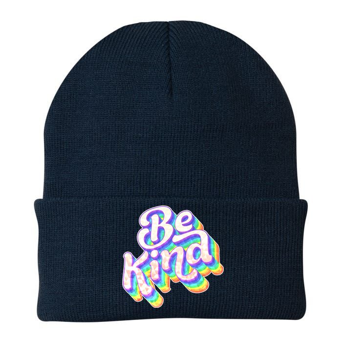 Retro Rainbow Prism Be Kind Knit Cap Winter Beanie