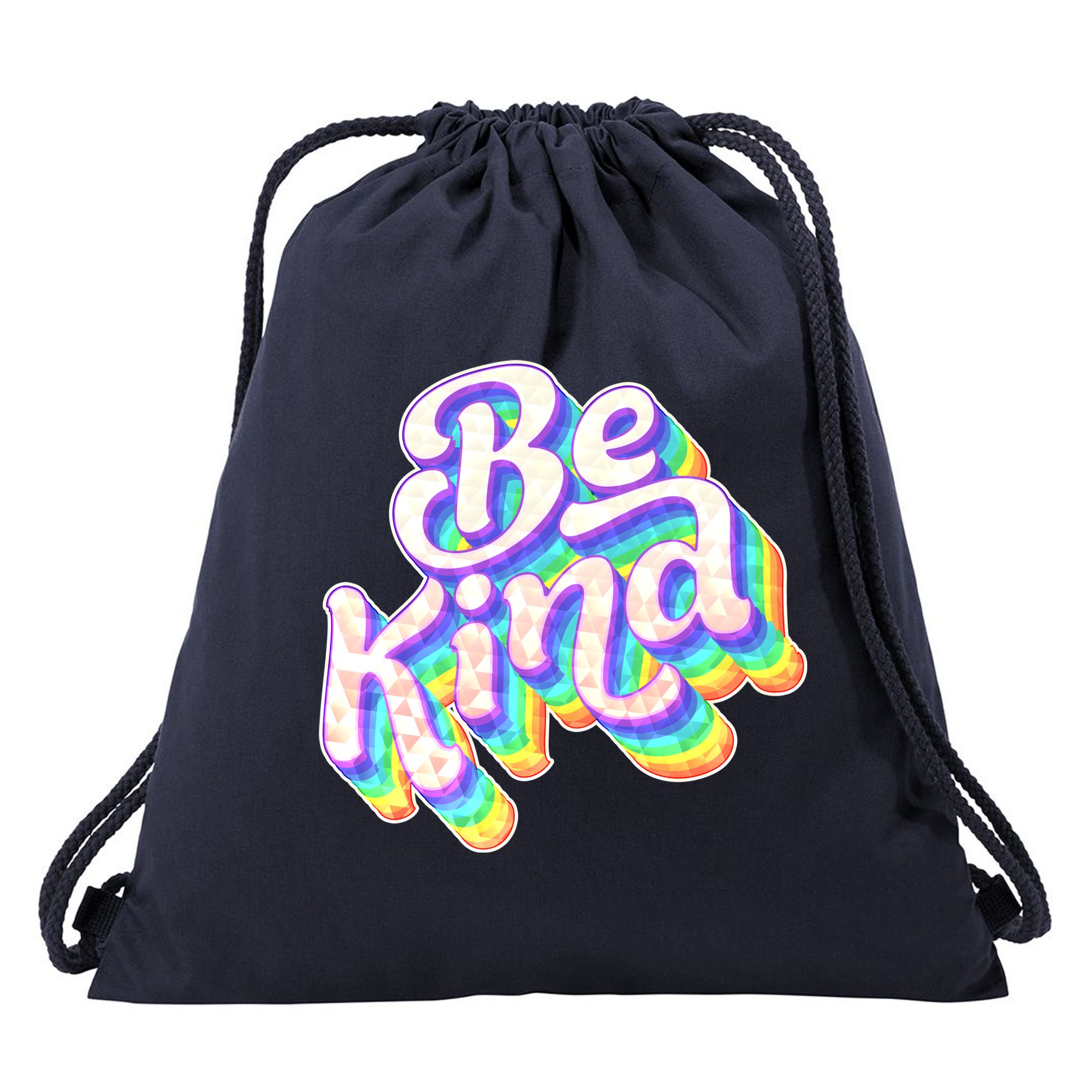 Retro Rainbow Prism Be Kind Drawstring Bag
