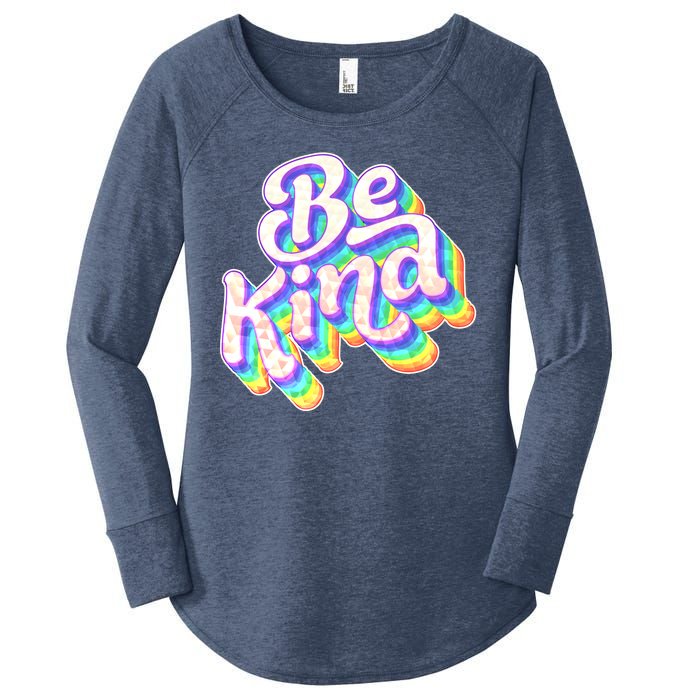 Retro Rainbow Prism Be Kind Women's Perfect Tri Tunic Long Sleeve Shirt