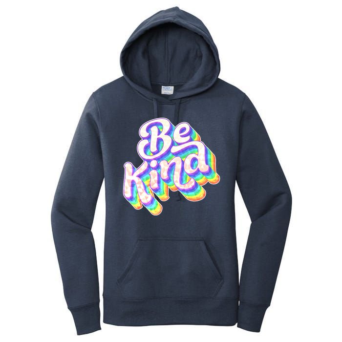 Retro Rainbow Prism Be Kind Women's Pullover Hoodie