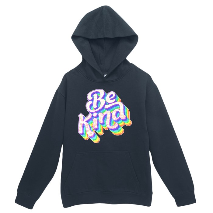 Retro Rainbow Prism Be Kind Urban Pullover Hoodie