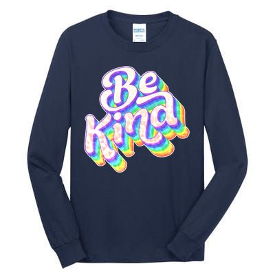 Retro Rainbow Prism Be Kind Tall Long Sleeve T-Shirt