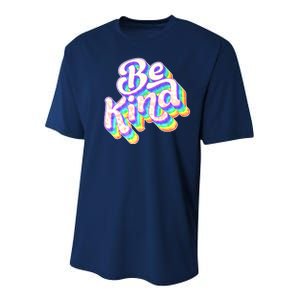 Retro Rainbow Prism Be Kind Youth Performance Sprint T-Shirt