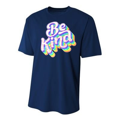 Retro Rainbow Prism Be Kind Youth Performance Sprint T-Shirt