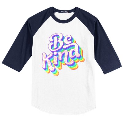 Retro Rainbow Prism Be Kind Baseball Sleeve Shirt