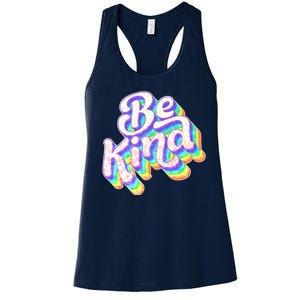 Retro Rainbow Prism Be Kind Women's Racerback Tank