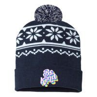 Retro Rainbow Prism Be Kind USA-Made Snowflake Beanie