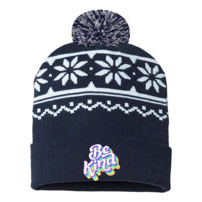 Retro Rainbow Prism Be Kind USA-Made Snowflake Beanie