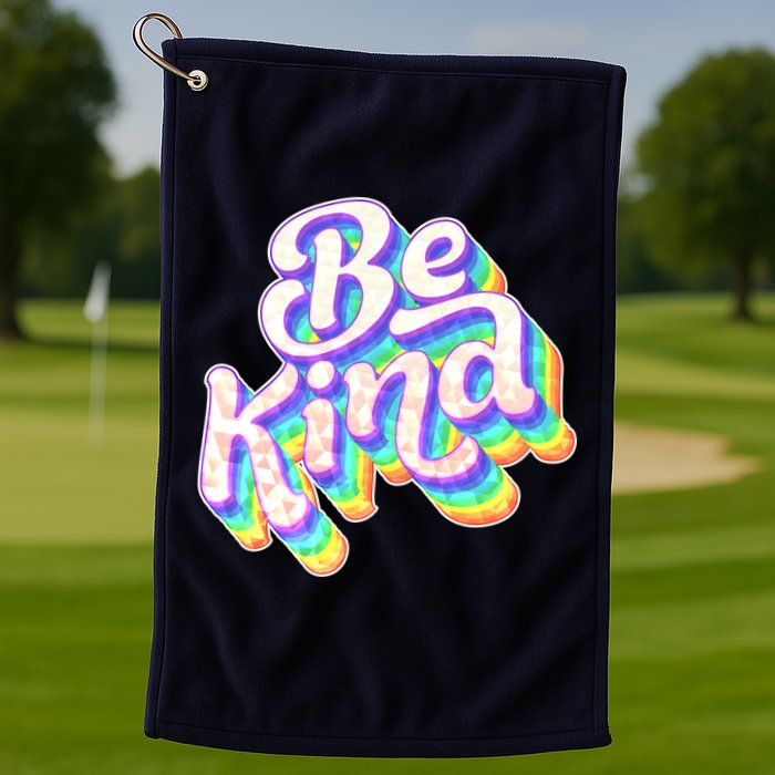 Retro Rainbow Prism Be Kind Golf Towel