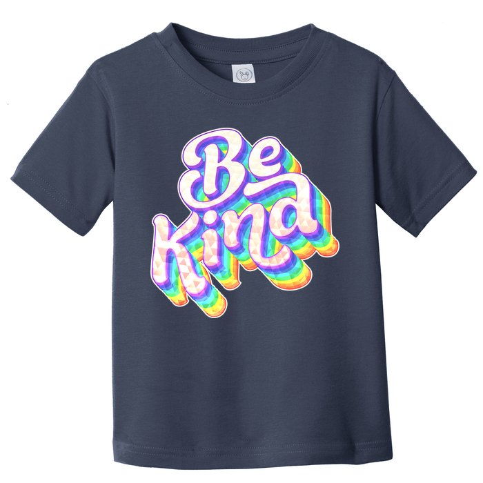 Retro Rainbow Prism Be Kind Toddler T-Shirt