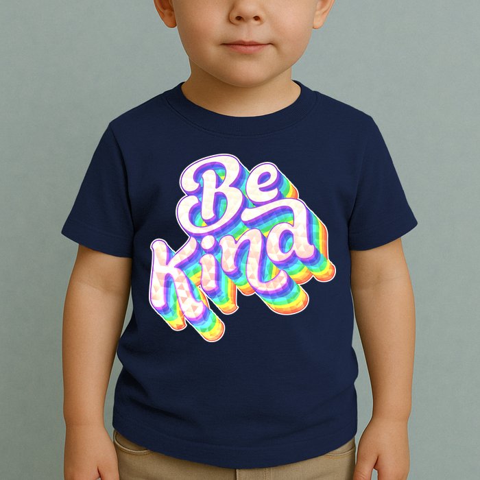Retro Rainbow Prism Be Kind Toddler T-Shirt