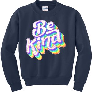 Retro Rainbow Prism Be Kind Kids Sweatshirt