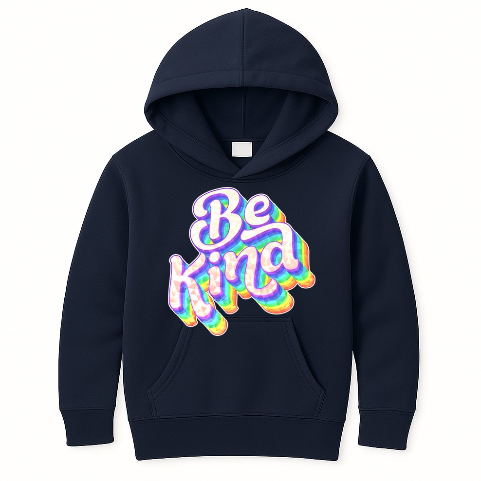 Retro Rainbow Prism Be Kind Kids Hoodie