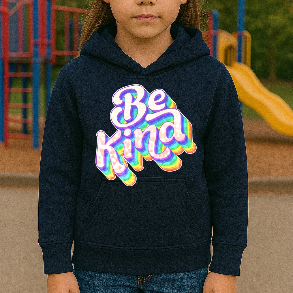 Retro Rainbow Prism Be Kind Kids Hoodie