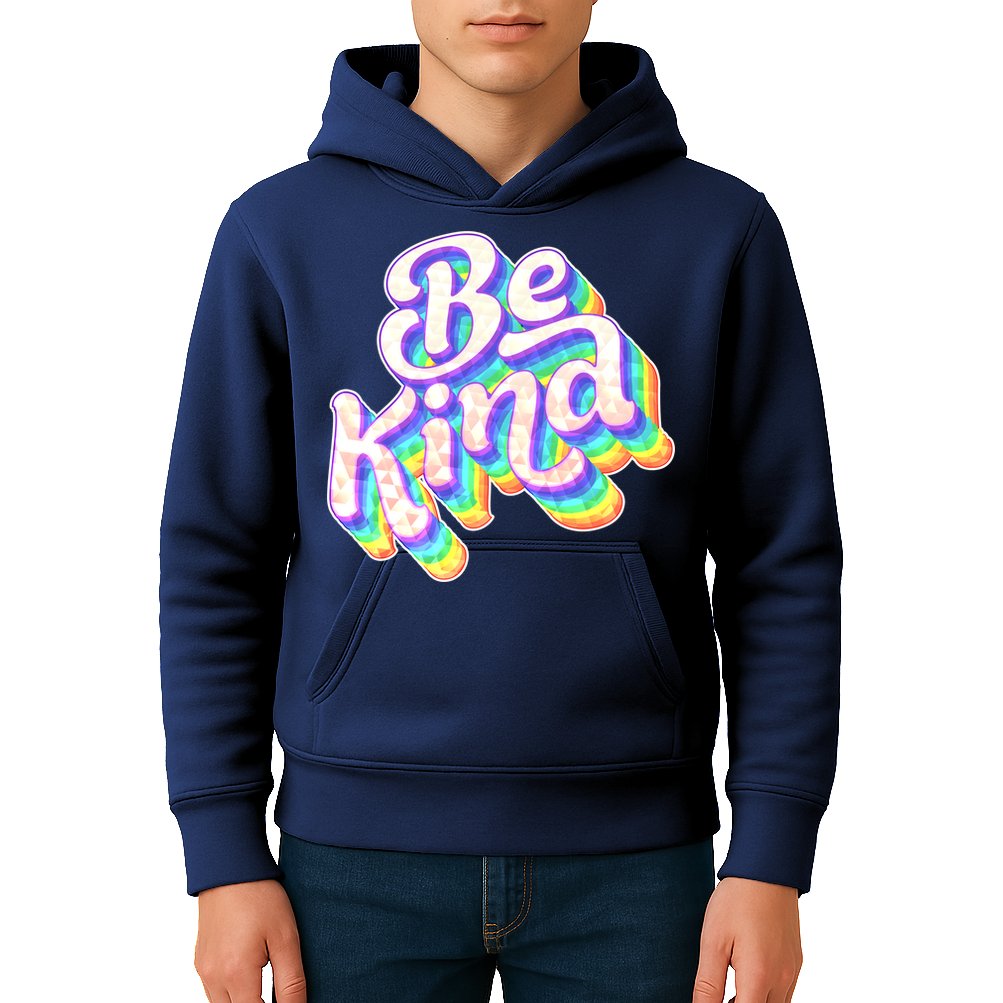 Retro Rainbow Prism Be Kind Kids Hoodie