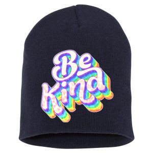 Retro Rainbow Prism Be Kind Short Acrylic Beanie