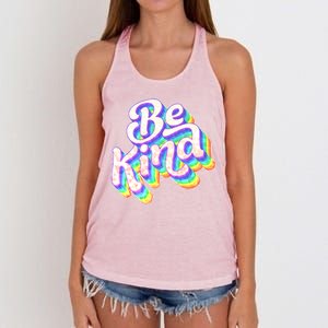 Retro Rainbow Prism Be Kind Women's Knotted Racerback Tank