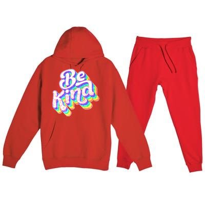 Retro Rainbow Prism Be Kind Premium Hooded Sweatsuit Set