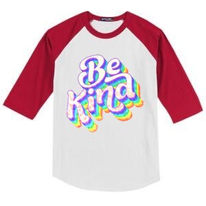 Retro Rainbow Prism Be Kind Kids Colorblock Raglan Jersey